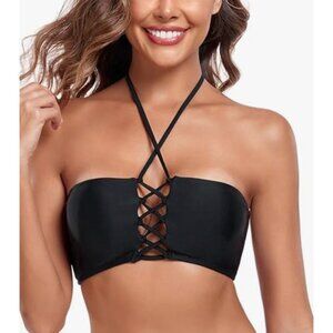 Colloyes XL Black Crisscross Bikini Top Women Swimwear Swimsuit Beachwear NEW